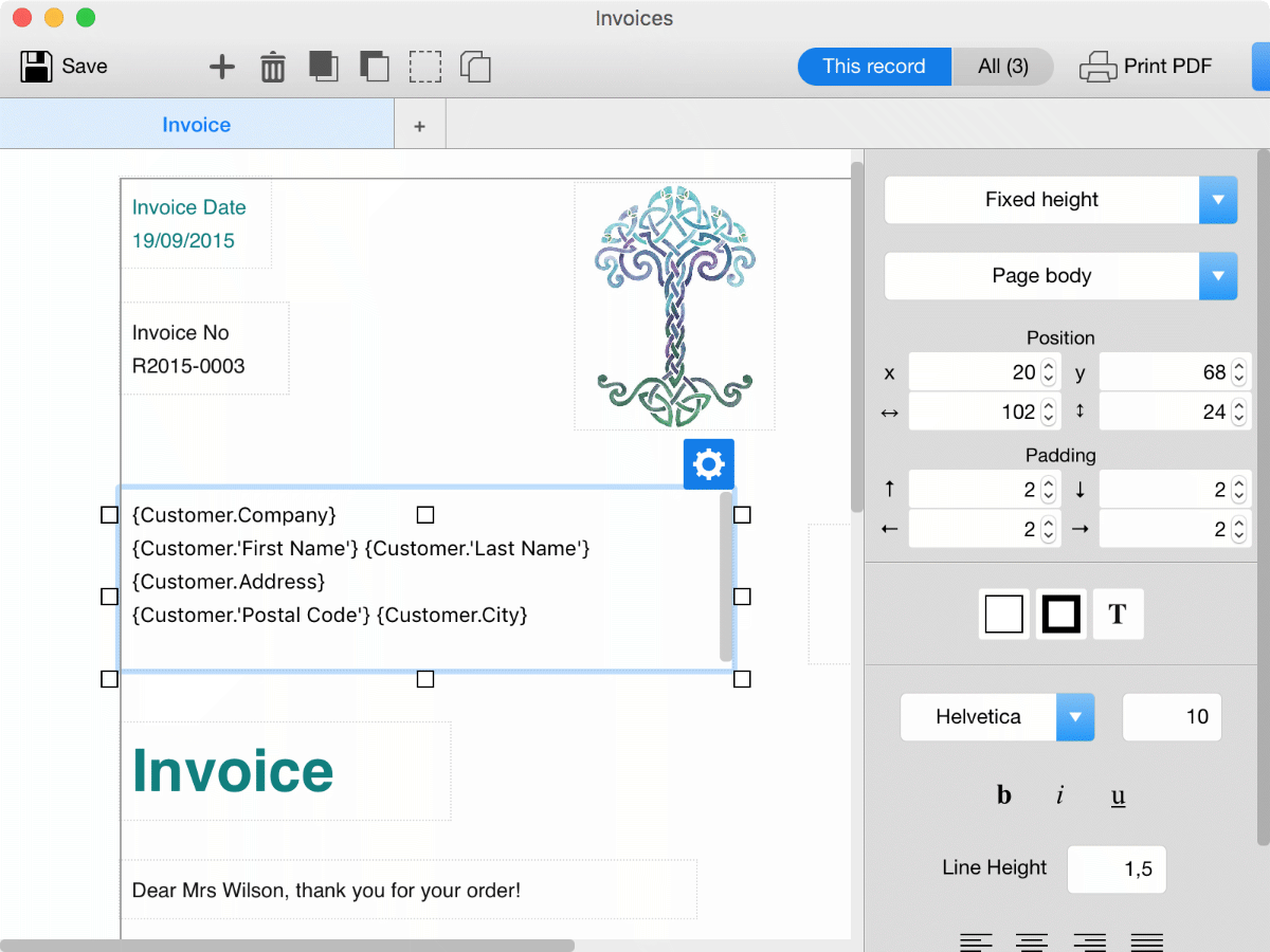 Create and print invoices. Manage customers, articles ,services.